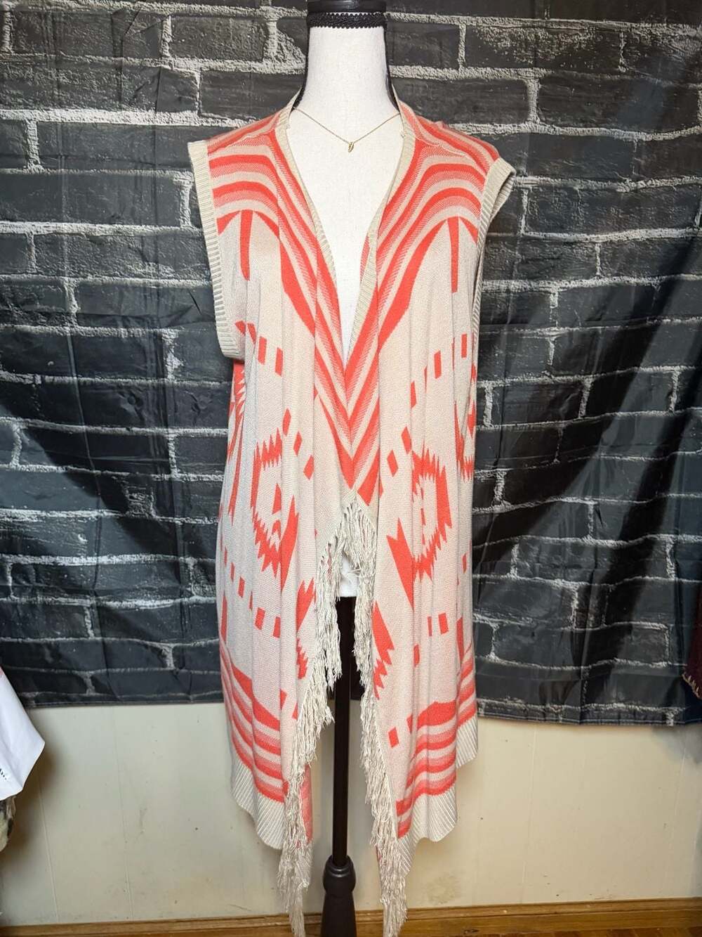 Umgee USA Southwestern Aztec Print Fringe Cardigan Sweater